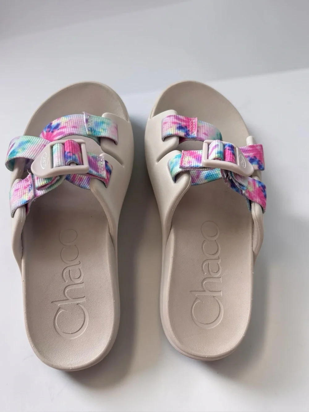 Chaco Chillos Kids Size 2 Light Tie Dye Adjustable Recovery Slide Sandals
